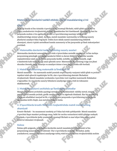 matnli masalalar — DOCX