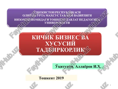 kichik biznes va xususiy tadbirkorlik — PPT