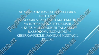 kriptografik usullarga kirish — PPTX