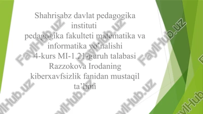identifikatsiya va autentifikatsiya — PPTX