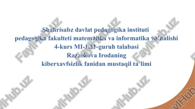 axborotni ruxsatsiz foydalanishdan himoyalash — PPTX
