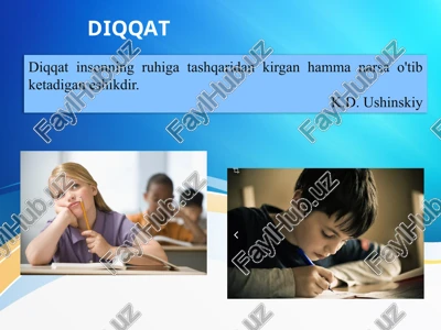 diqqatning xususiyatlari — PPTX
