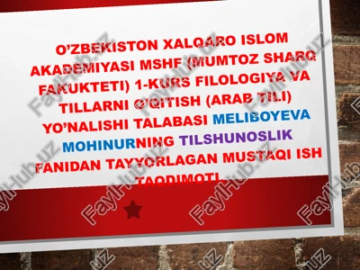 tilshunoslik fanidan mustaqil ish taqdimoti — PPTX