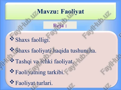 faoliyat — PPT
