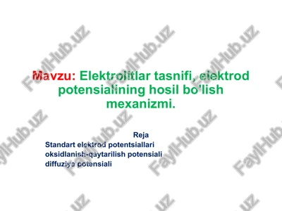 elektrolitların sınıflandırılması — PPTX