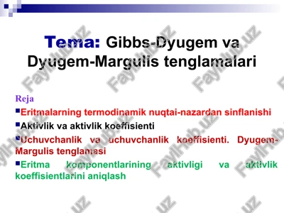 gibbs-dyugem va dyugem-margulis tenglamalari — PPT