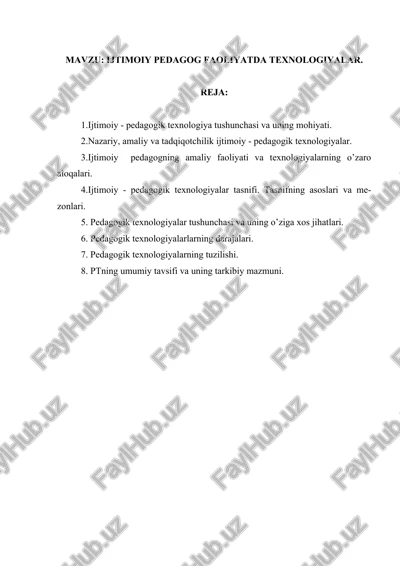 ijtimoiy pedagoglik faoliyatda texnologiyalar — DOCX