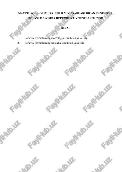soha olimlarining ilmiy asarlari bilan tanishish — DOCX