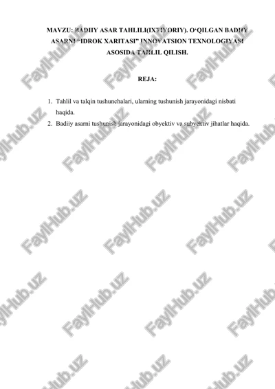 badiiy asar tahlili(i̇xtiyoriy) — DOCX