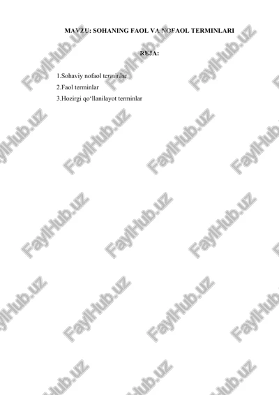 sohaning faol va nofaol terminlari — DOCX