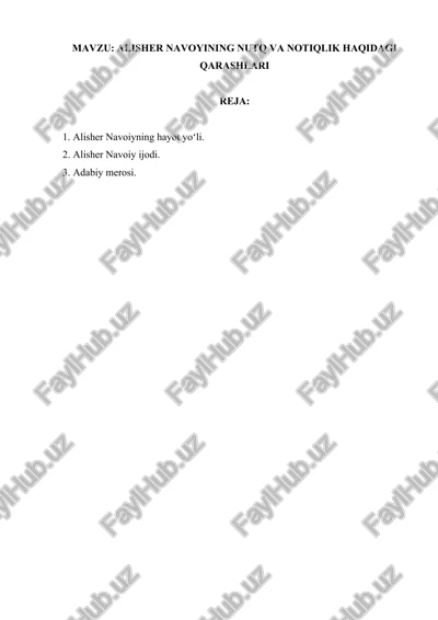 alisher navoyining nutq va notiqlik haqidagi qarashlari — DOCX