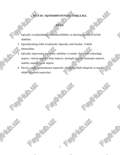 iqtisodiyotning tsiklligi — DOCX
