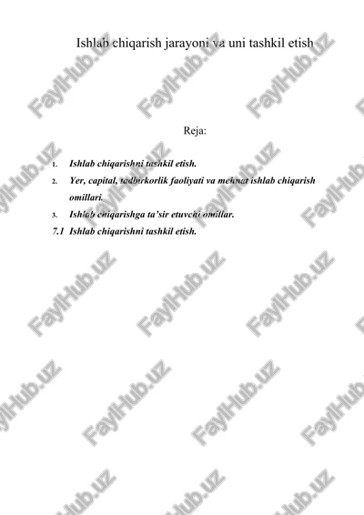 ishlab chiqarish jarayoni va uni tashkil etish — DOC