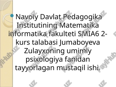 idrok va xotira haqida tushuncha — PPTX