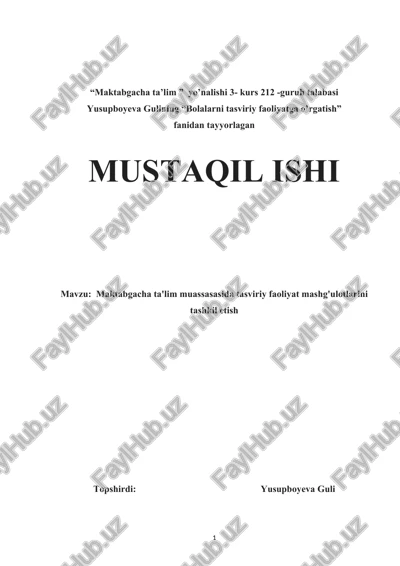 maktabgacha ta’lim muassasasida tasviriy faoliyat mashg'ulotlari — DOCX
