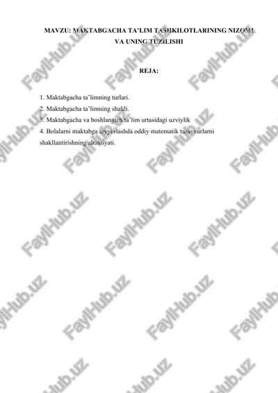 maktabgacha ta’lim tashkilotlarining nizomi va uning tuzilishi — DOCX