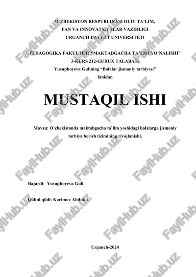 bolalar jismoniy tarbiyasi — DOCX