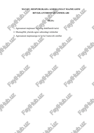 agrosanoat va uning rivojlanishi — DOCX