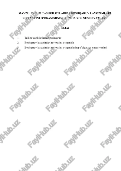 boshqaruv lavozimlari ro’yxatini o’rganish — DOCX