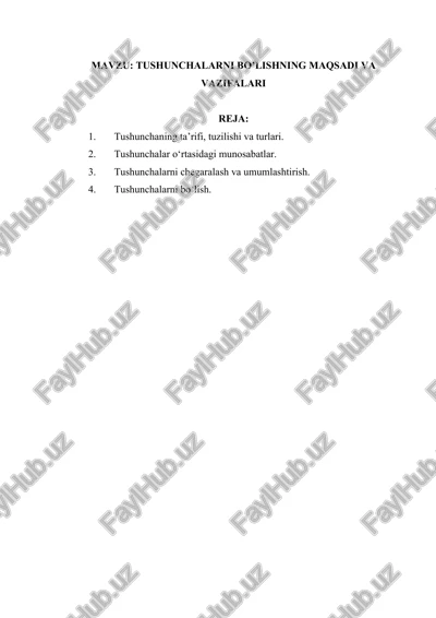 tushunchalarni bo’lishning maqsadi va vazifalari — DOCX