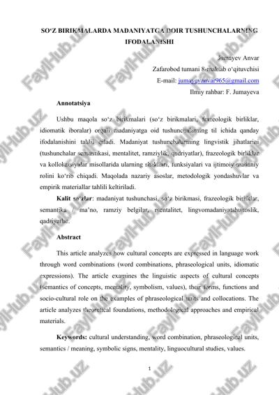 soʻz birikmalarda madaniyatga doir tushunshalarning ifodalanishi — DOCX