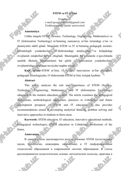 stem va it ta'limi — DOCX