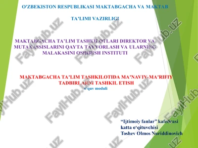 maktabgacha ta’lim tashkilotlari direktor va mutaxassislarini qayta tayyorlashva ularning malakasini oshirish instituti — PPT