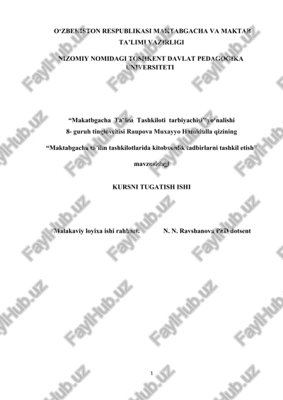 "maktabgacha ta’lim tashkil etish" — DOCX
