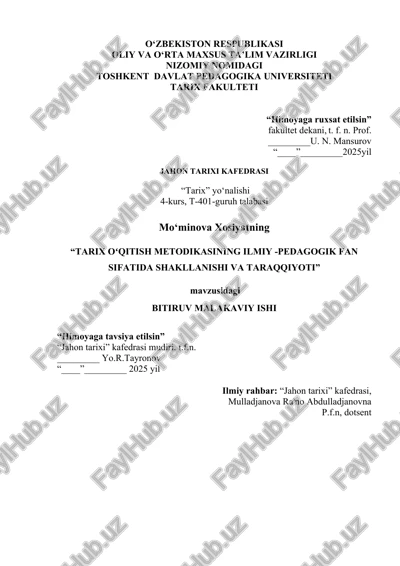 tarix oʻqitish metodikasi — DOCX