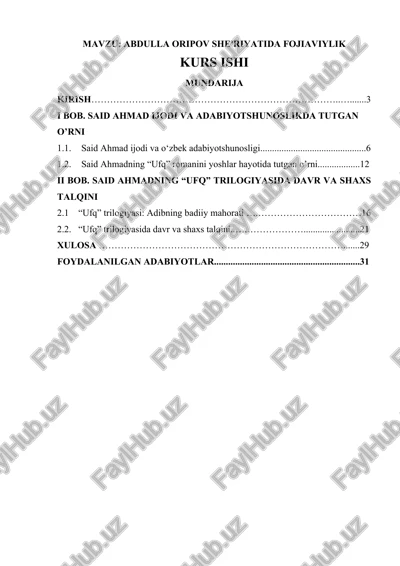 abdulla oripov she'riyatida fojiaviylik — DOCX
