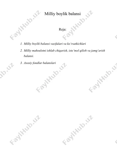milliy boylik balansi — DOC