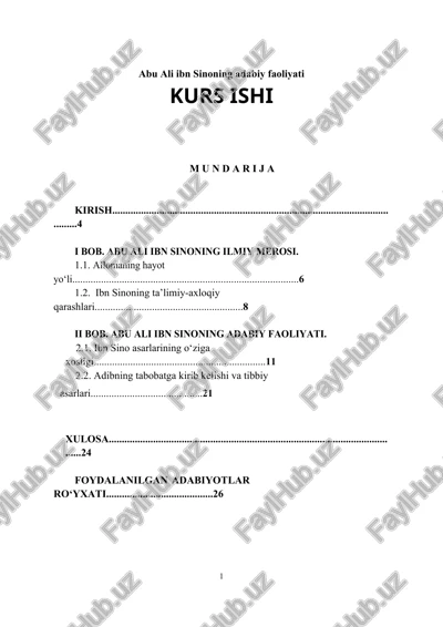 abu ali ibn sinoning adabiy faoliyati — DOC