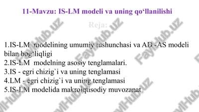 is-lm modeli va uning qo‘llanilishi — PPTX
