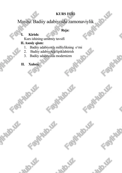 badiiy adabiyotda zamonaviylik — DOCX