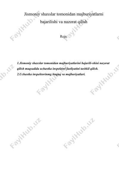 jismoniy shaxslar tomonidan majburiyatlarni bajarilishi va nazorat qilish — DOCX