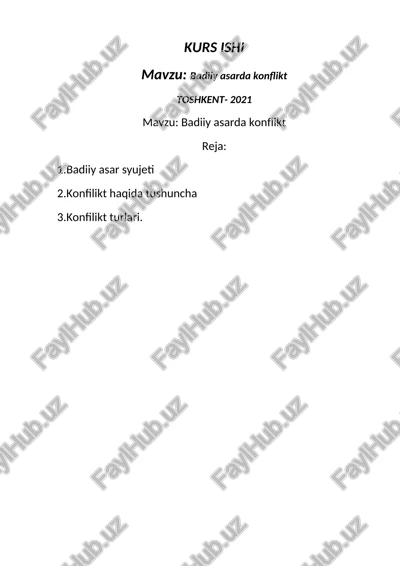 badiiy asarda konflikt — DOCX