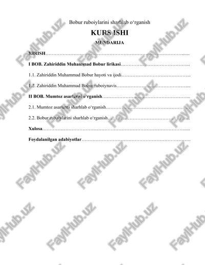 bobur ruboiylarini sharhlab o‘rganish — DOCX