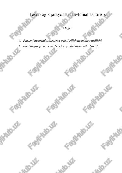 paxtani avtomatlashtirilgan qabul qilish tizimi — DOC