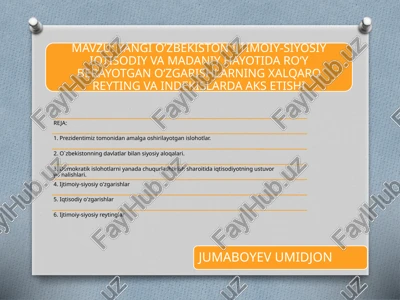yangi o'zbekiston ijtimoiy iqtisodiyoti — PPTX