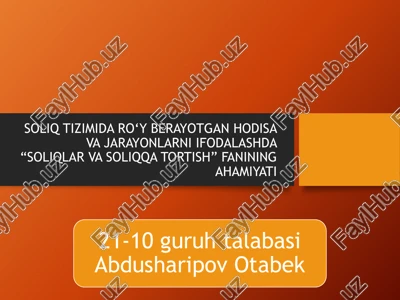 soliqlar va soliqqa tortish — PPTX