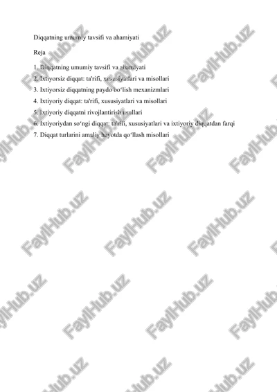 diqqatning umumiy tavsifi va ahamiyati — DOCX