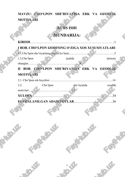 choʻlpon she'riyatida erk va ozodlik motivlari — DOCX