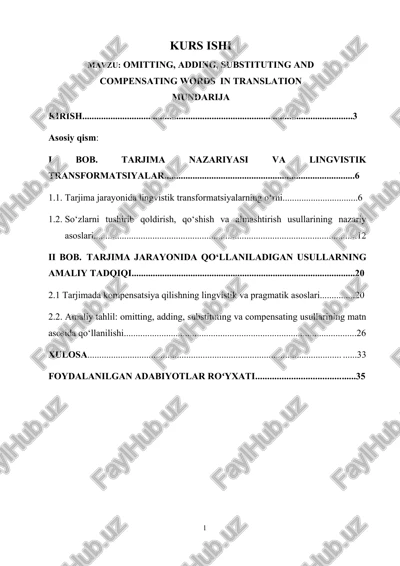 tarjima nazariyasi va lingvistik transformatsiyalar — DOCX