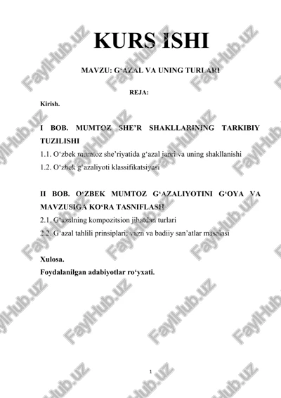 g‘azal va uning turlari — DOCX