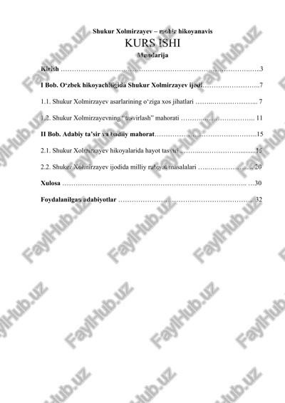 shukur xolmirzayev – mohir hikoyanavis — DOCX