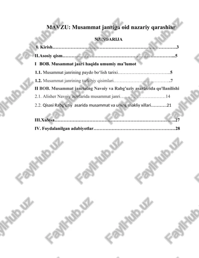musammat janriga oid nazariy qarashlar — DOCX