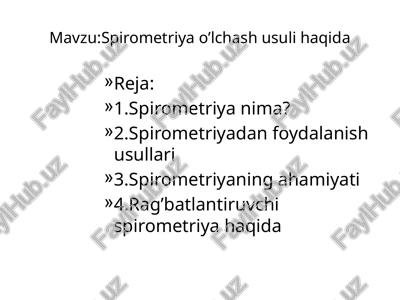 spirometriya o'lchash usuli haqida — PPTX