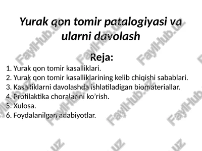 yurak qon tomir patalogiyasi va ularni davolash — PPTX