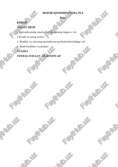 bozor iqtisodiyotida pul — DOC