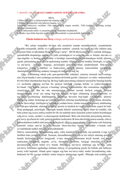 oila – shaxs tarbiyasi — PDF